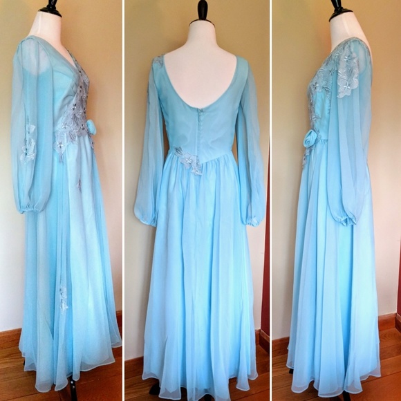 Gorgeous 80s vintage Frozen blue union made dress - Picture 2 of 8